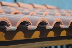 brown roof tiles in close up photography