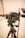 A professional camera mounted on a tripod is set up in what appears to be a photography studio. The background is slightly out of focus, with some photography equipment visible, including light stands and softboxes.