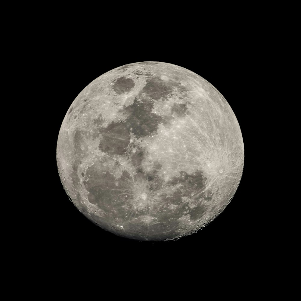 full moon in black background