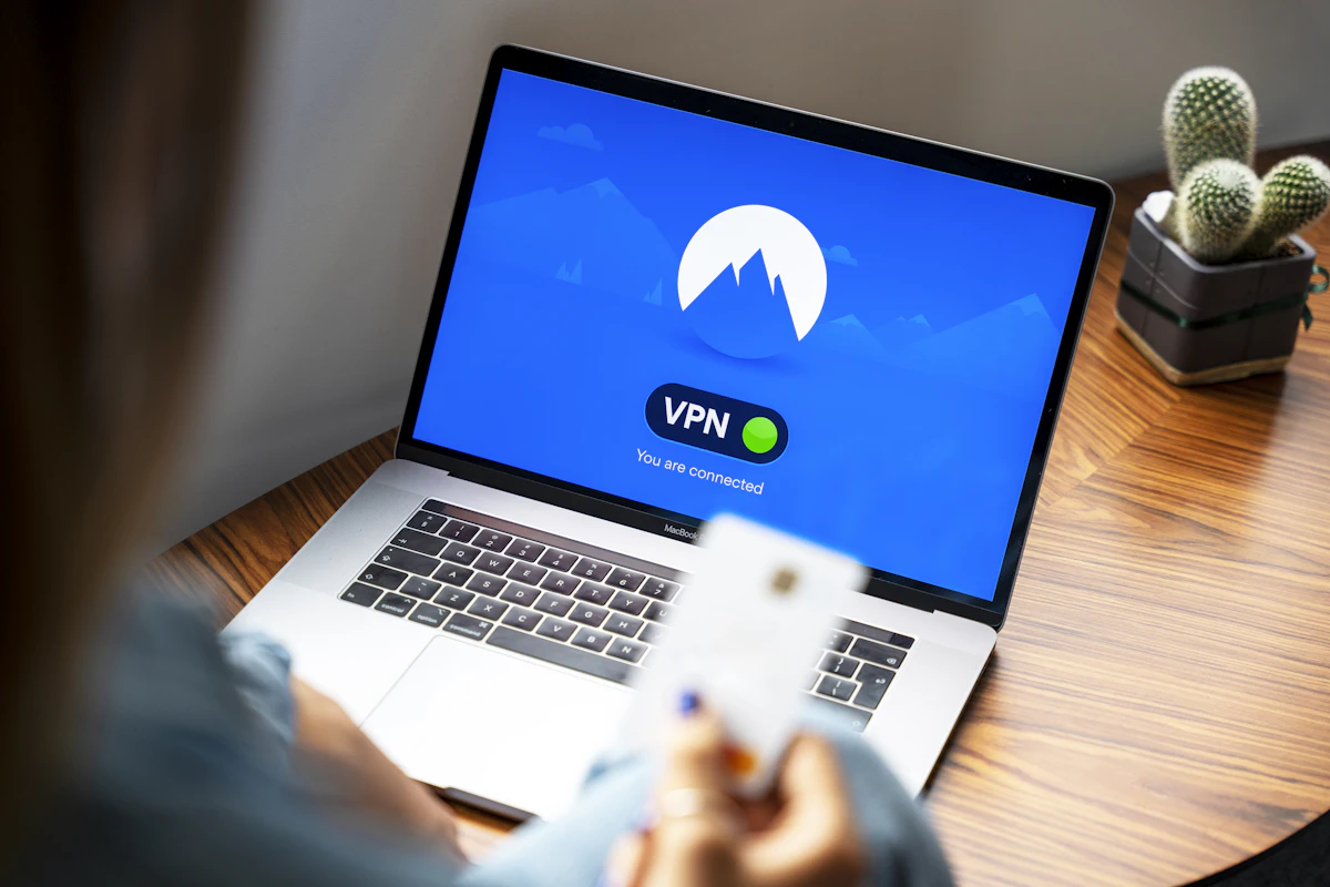 Network server with encrypted connections symbolizing a VPN tunnel