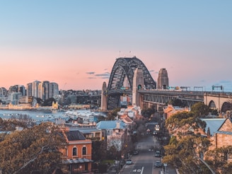 city with high rise buildings and bridge during daytime