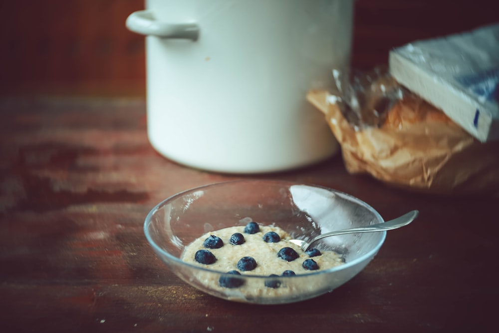 brown and white pastry on clear glass bowl