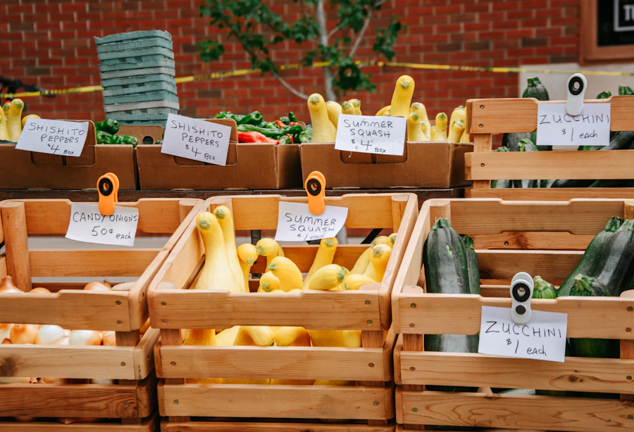 Fresh produce at a farmers market