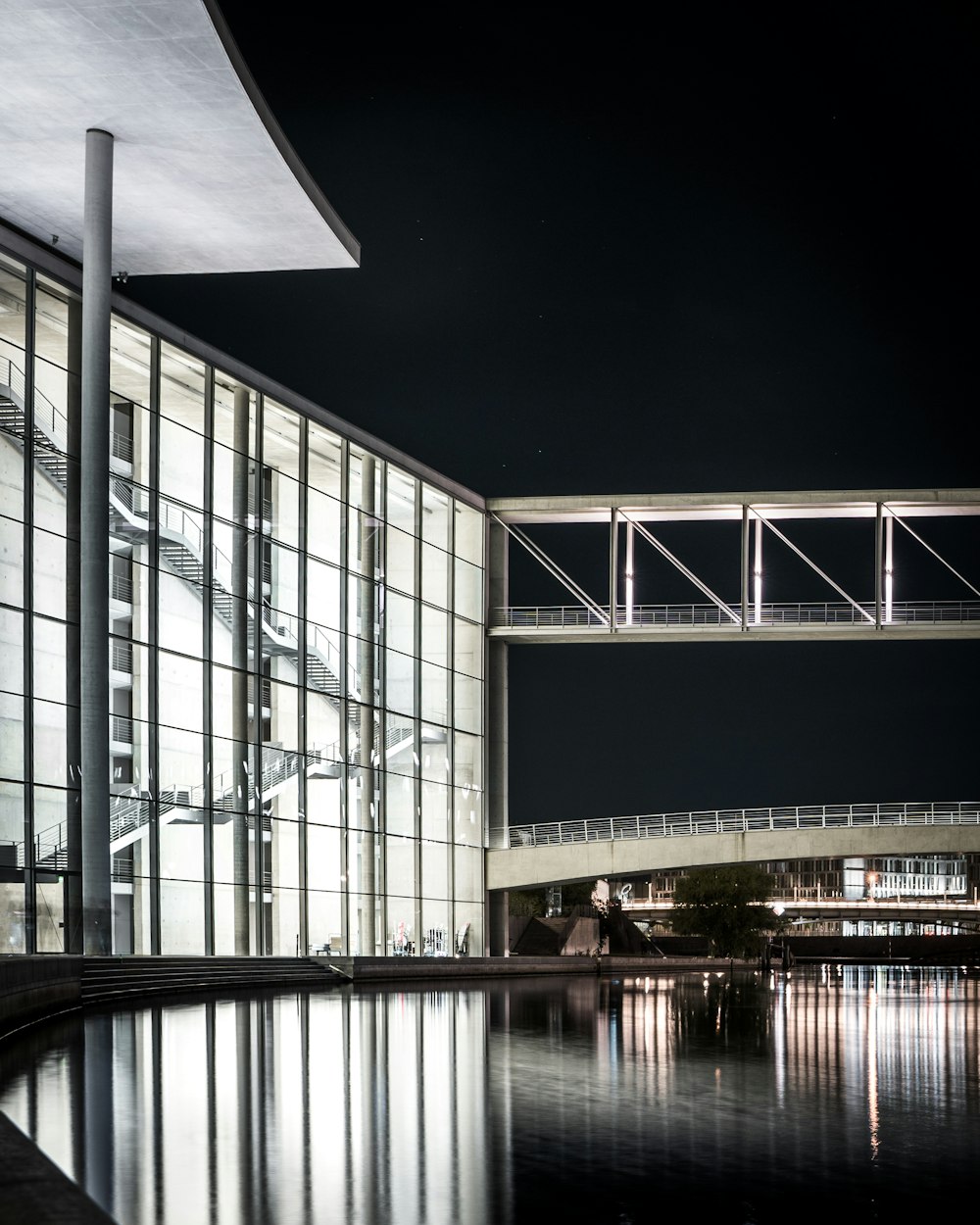 white and black building during night time