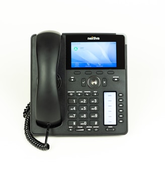 black and gray ip desk phone