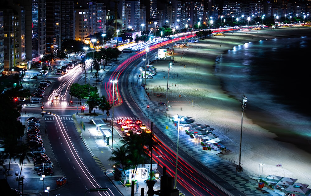 cars on road during night time