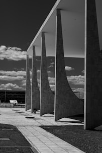 grayscale photo of concrete building