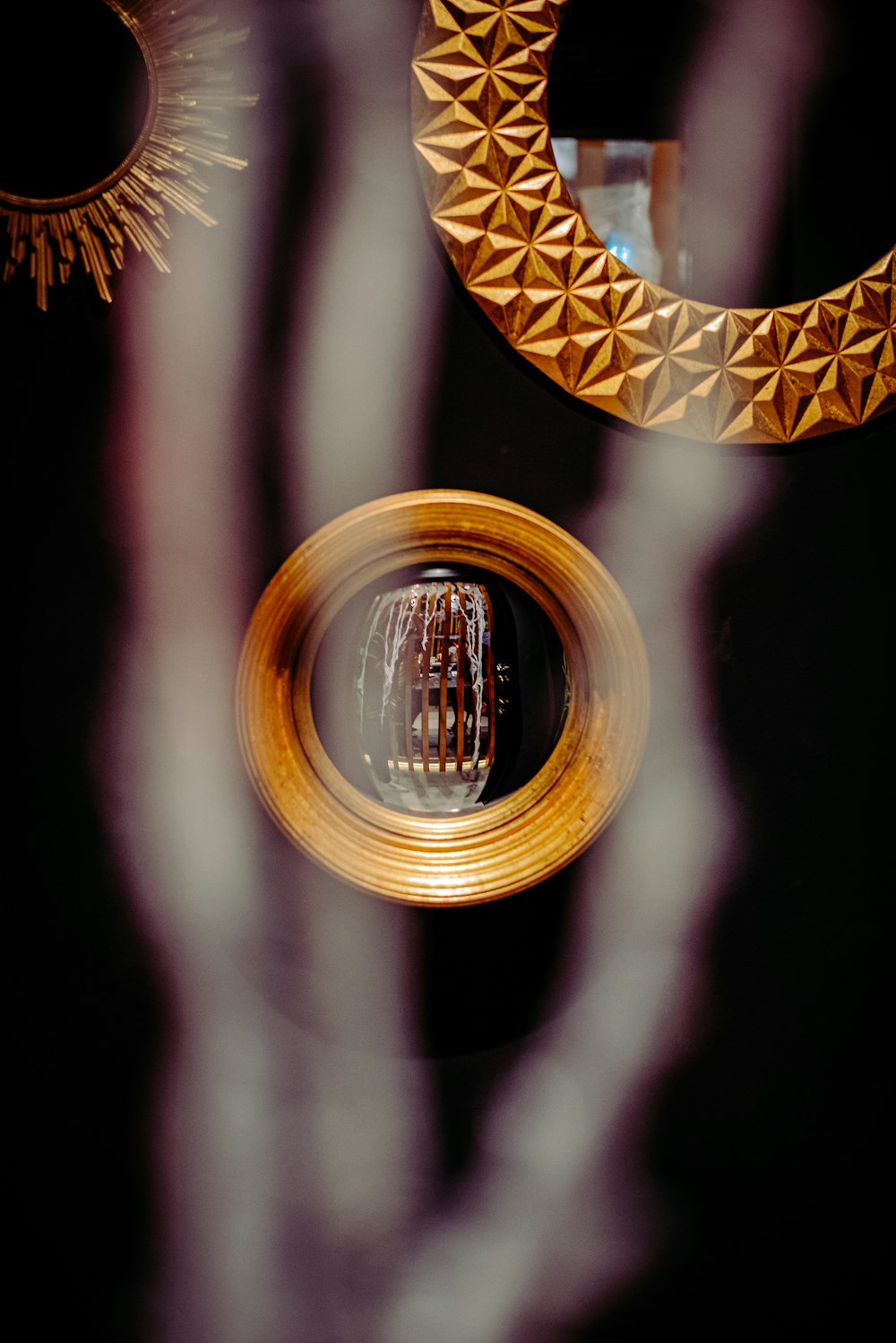 brown and white round decor