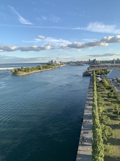 Scenic view of the Naperville Riverwalk with colorful flowers and people strolling along the water.