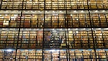 A well-organized library showcasing sturdy bookshelves.