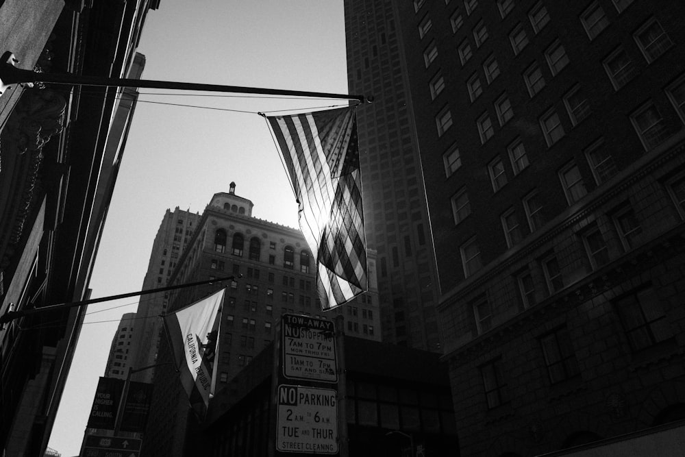 grayscale photo of high rise buildings