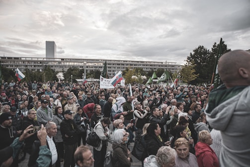 A crowd gathered under stormy skies, united in their call for constitutional rights.