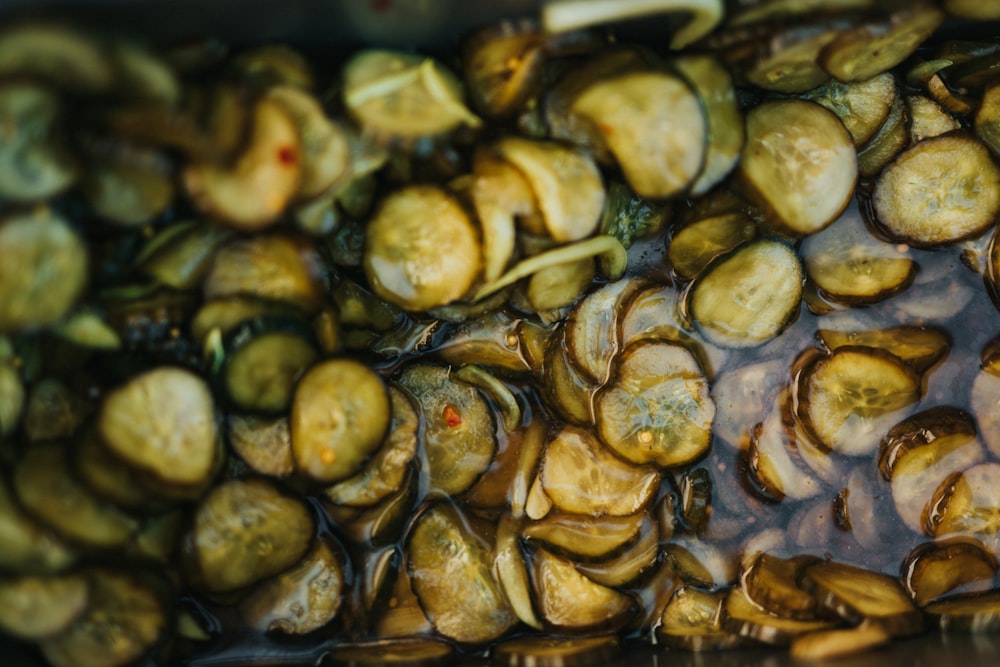 cooked food on black pan