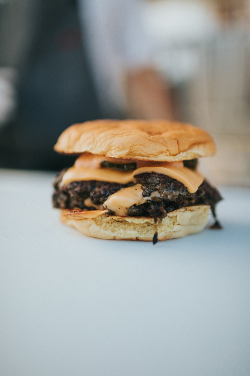 burger on white ceramic plate