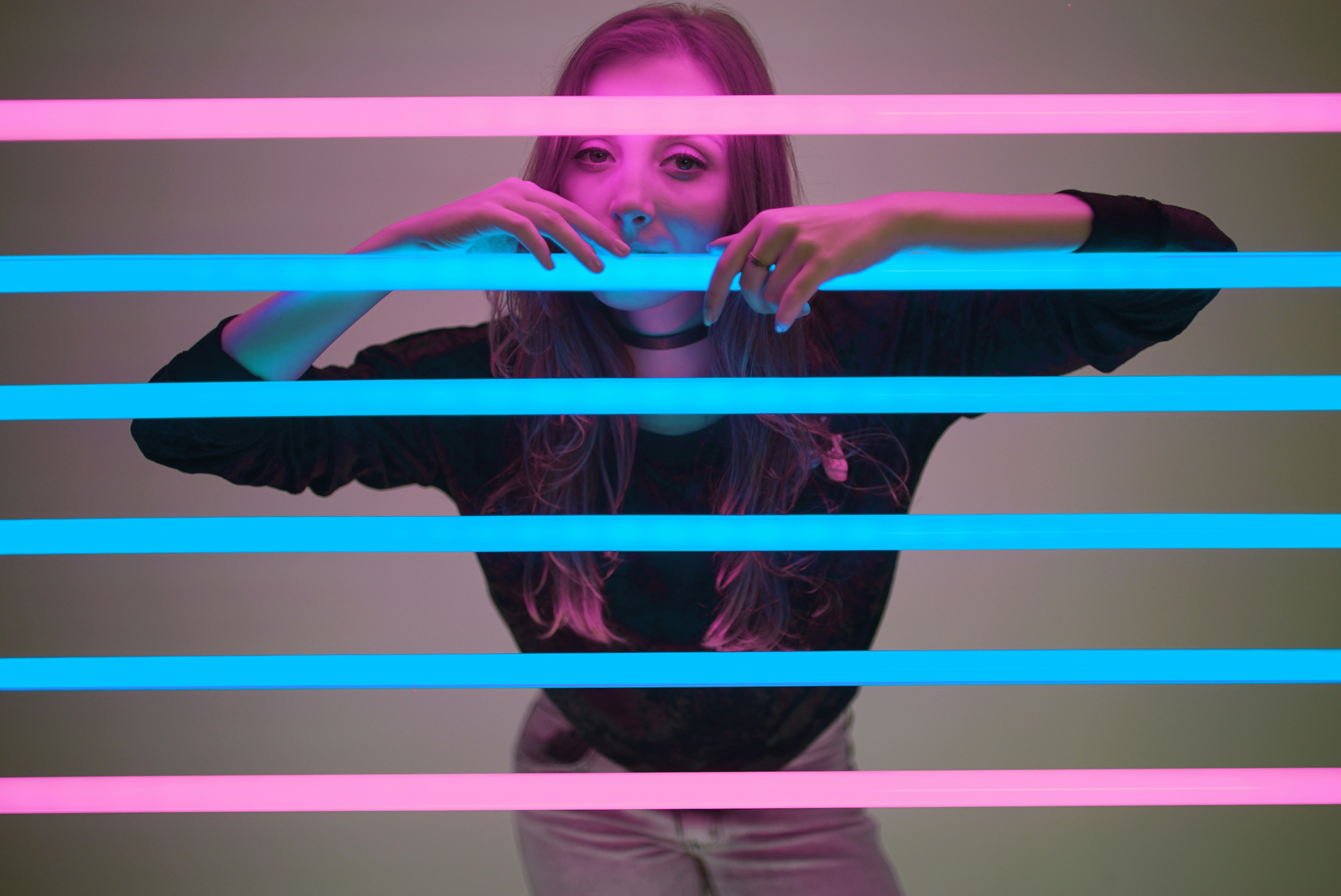 girl with neon lights