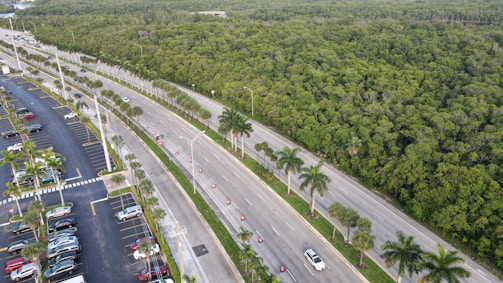 Wide view of the easy access road connecting Florae to the main highway in Campinas.