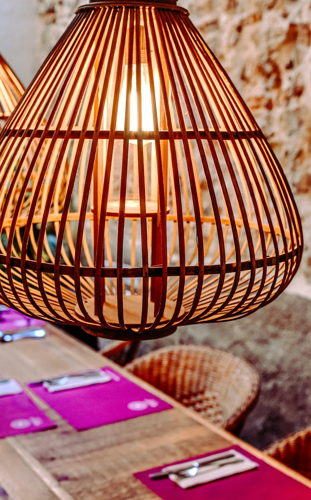 brown woven basket on table