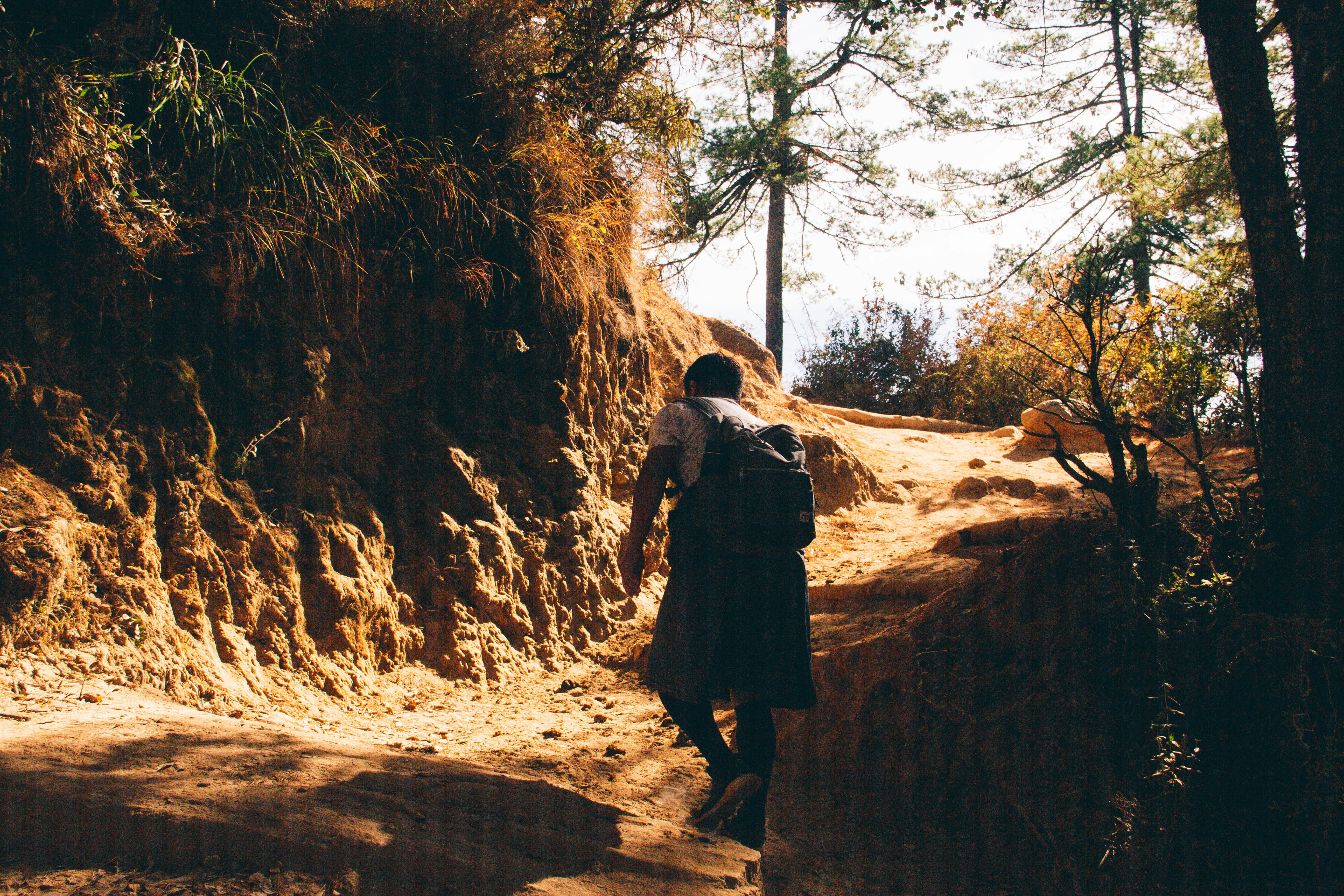 man and woman walking on brown dirt road during daytime, 