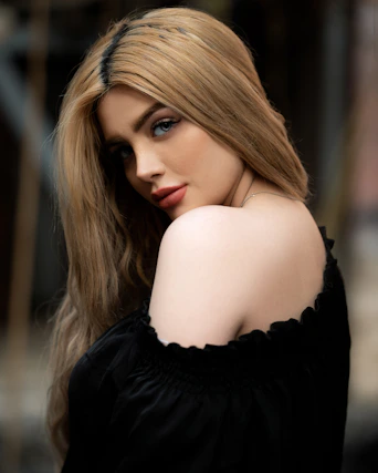 woman in black off shoulder top
