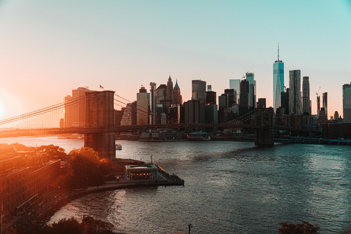 City skyline at dusk