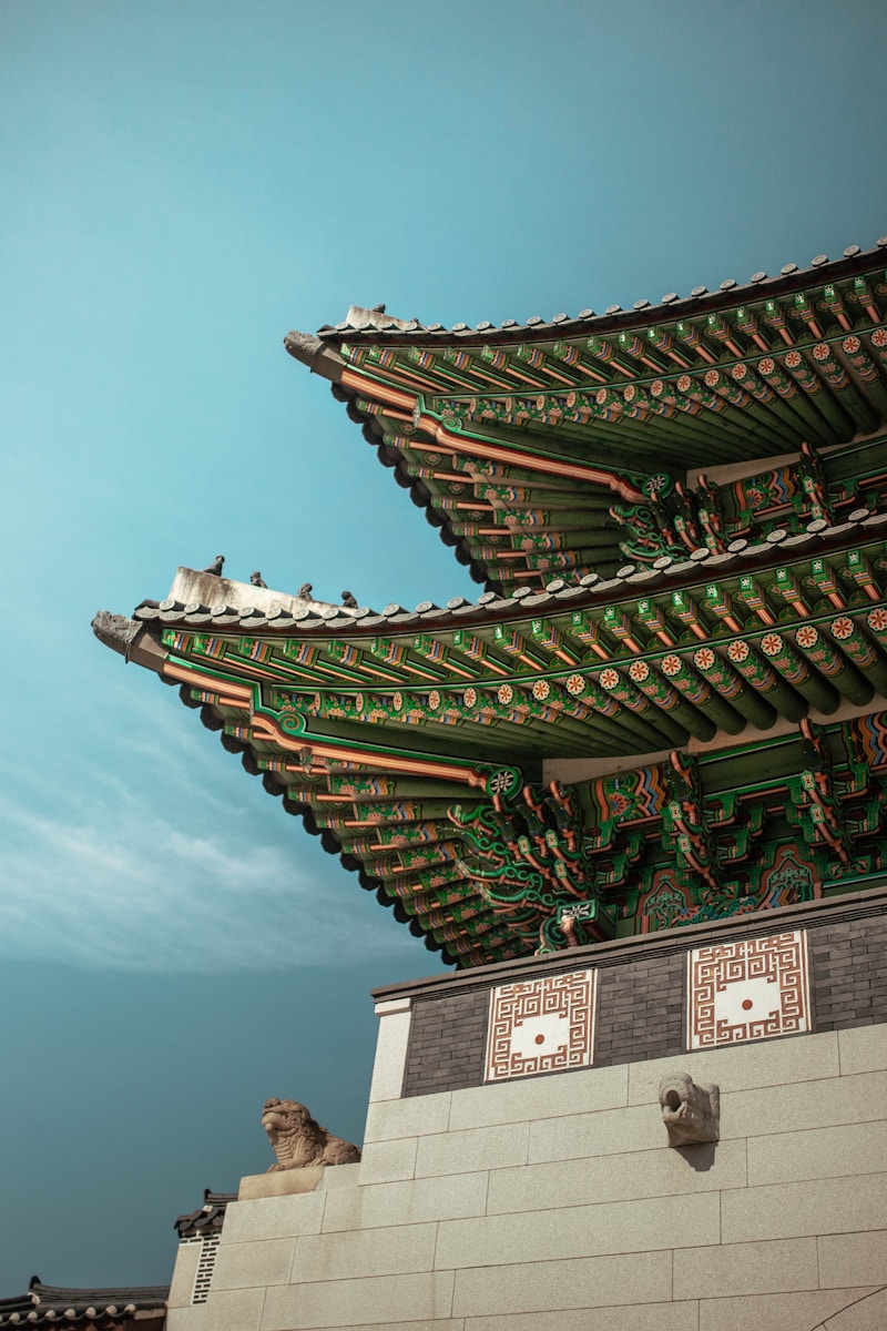 Painted eaves of a traditional Korean palace