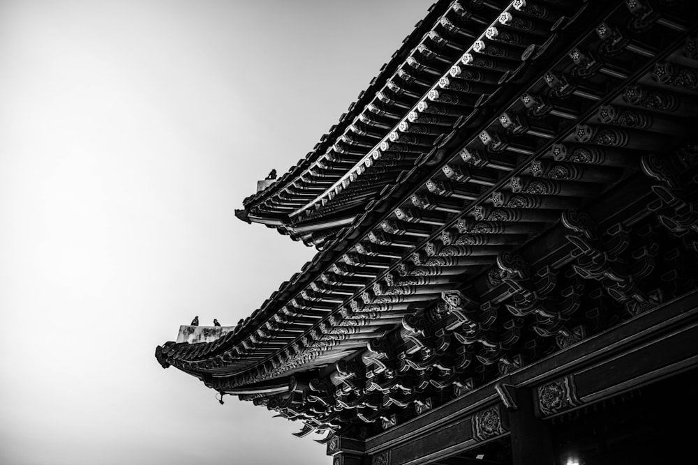 black and white temple roof