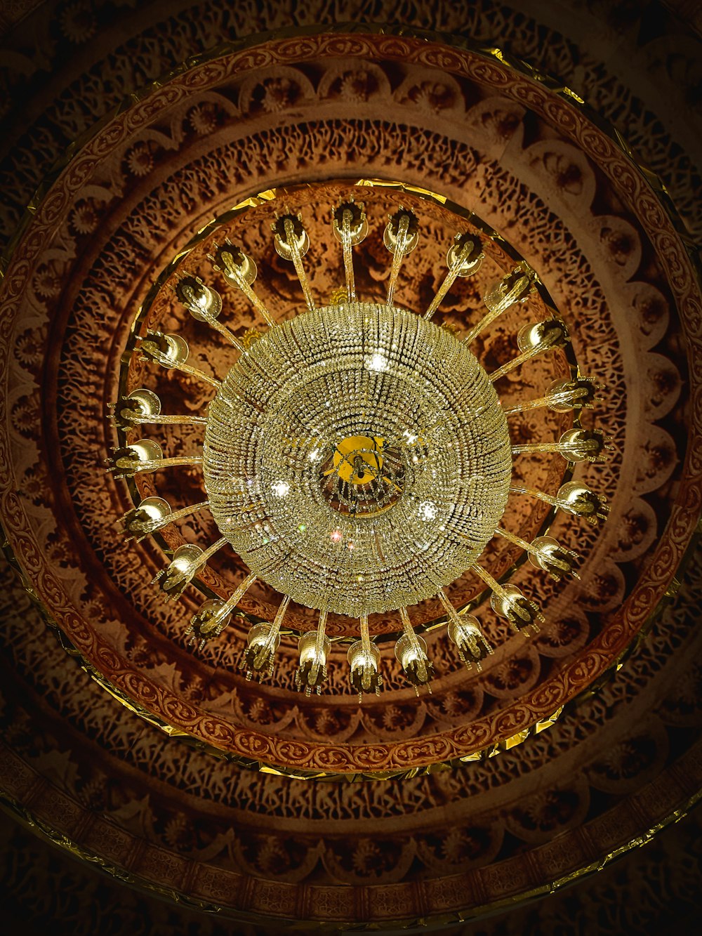 gold and black round ceiling