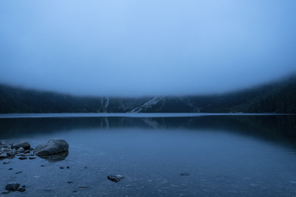 gray rock on body of water during daytime