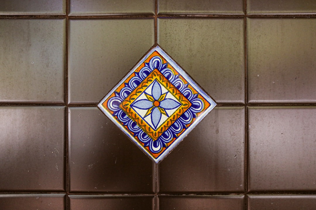 blue and white ceramic tile