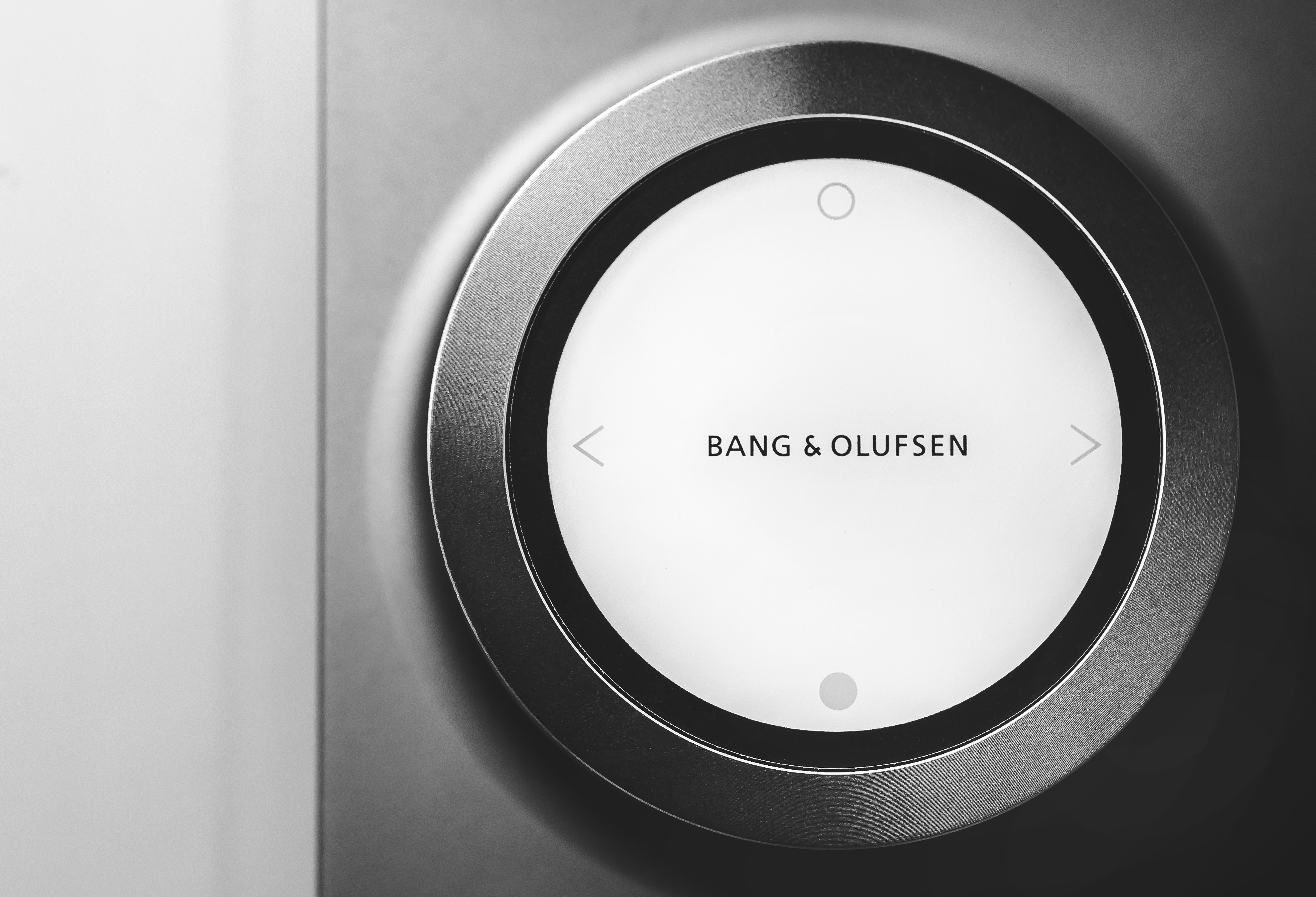 black and white round device