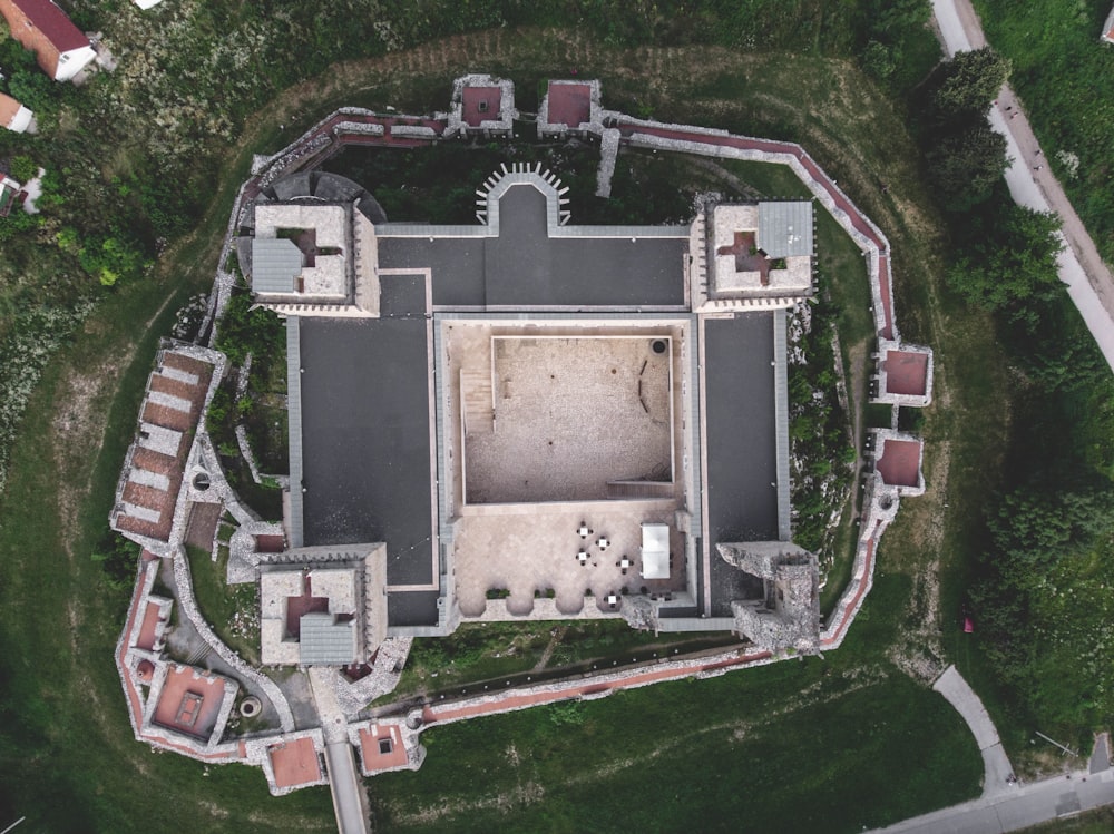 aerial view of green grass field