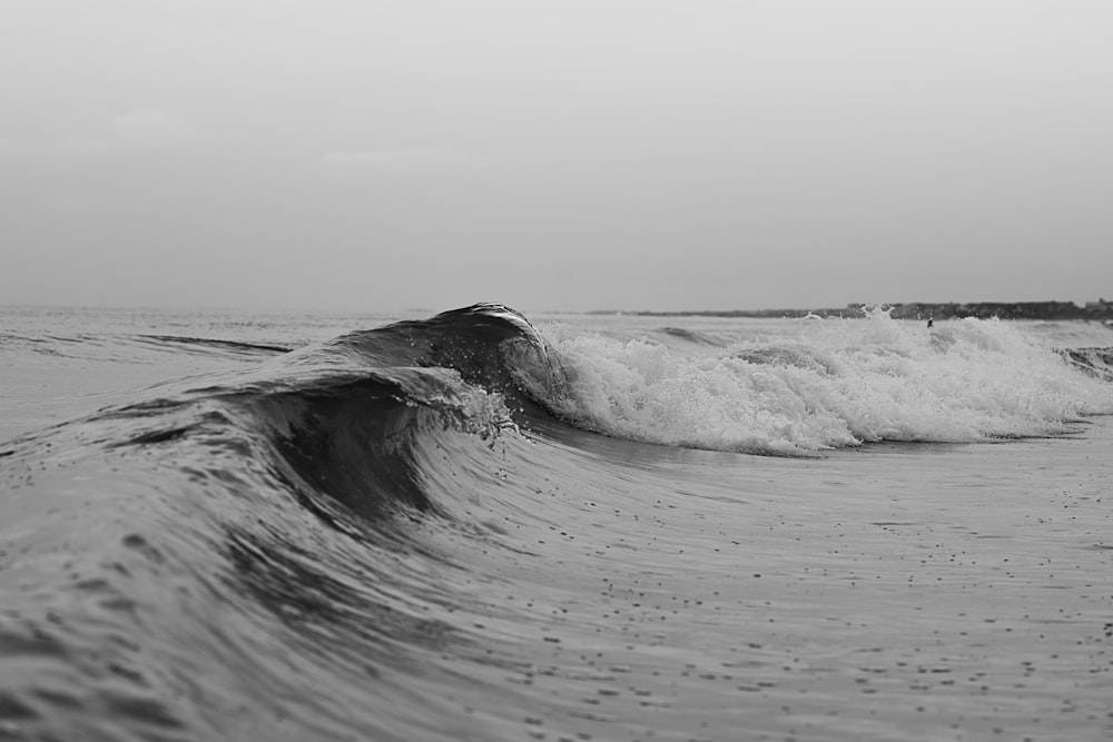 grayscale photo of sea waves