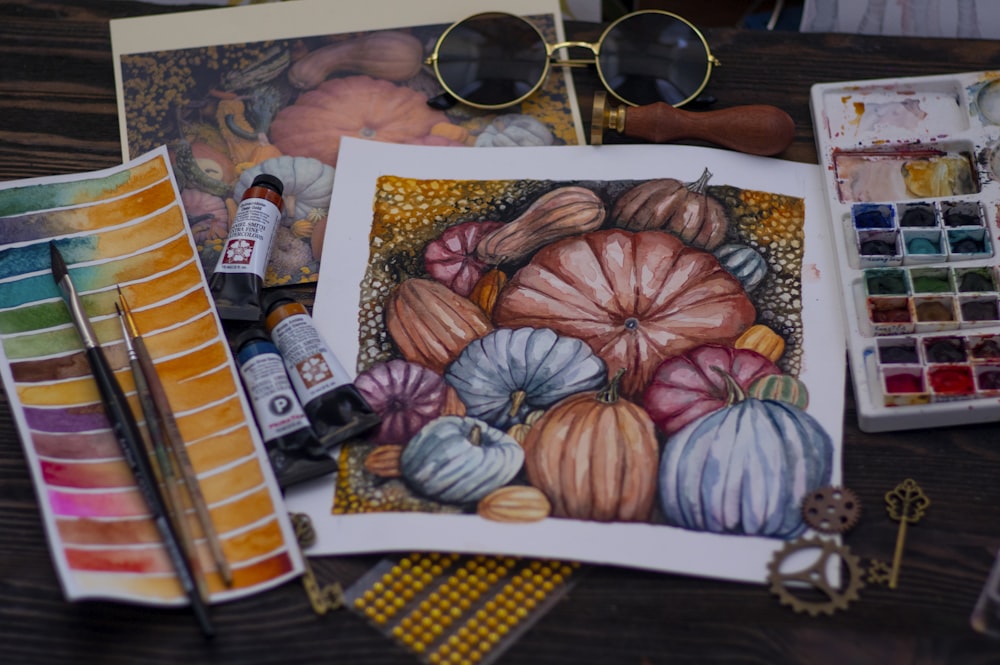 blue and white pumpkin and black sunglasses