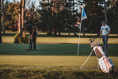 Golfer mid-swing