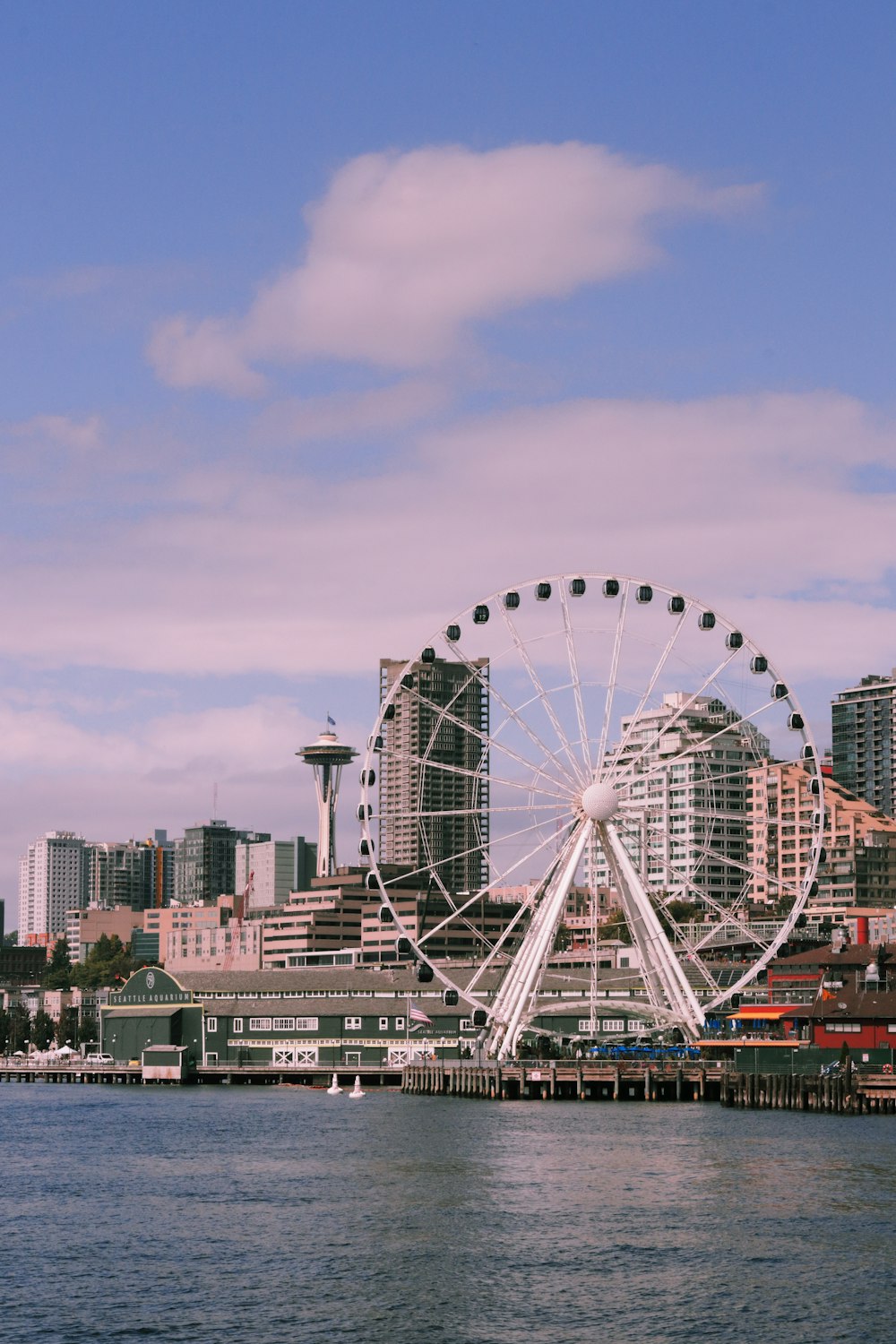 ferris wheel near city buildings under blue sky during daytime