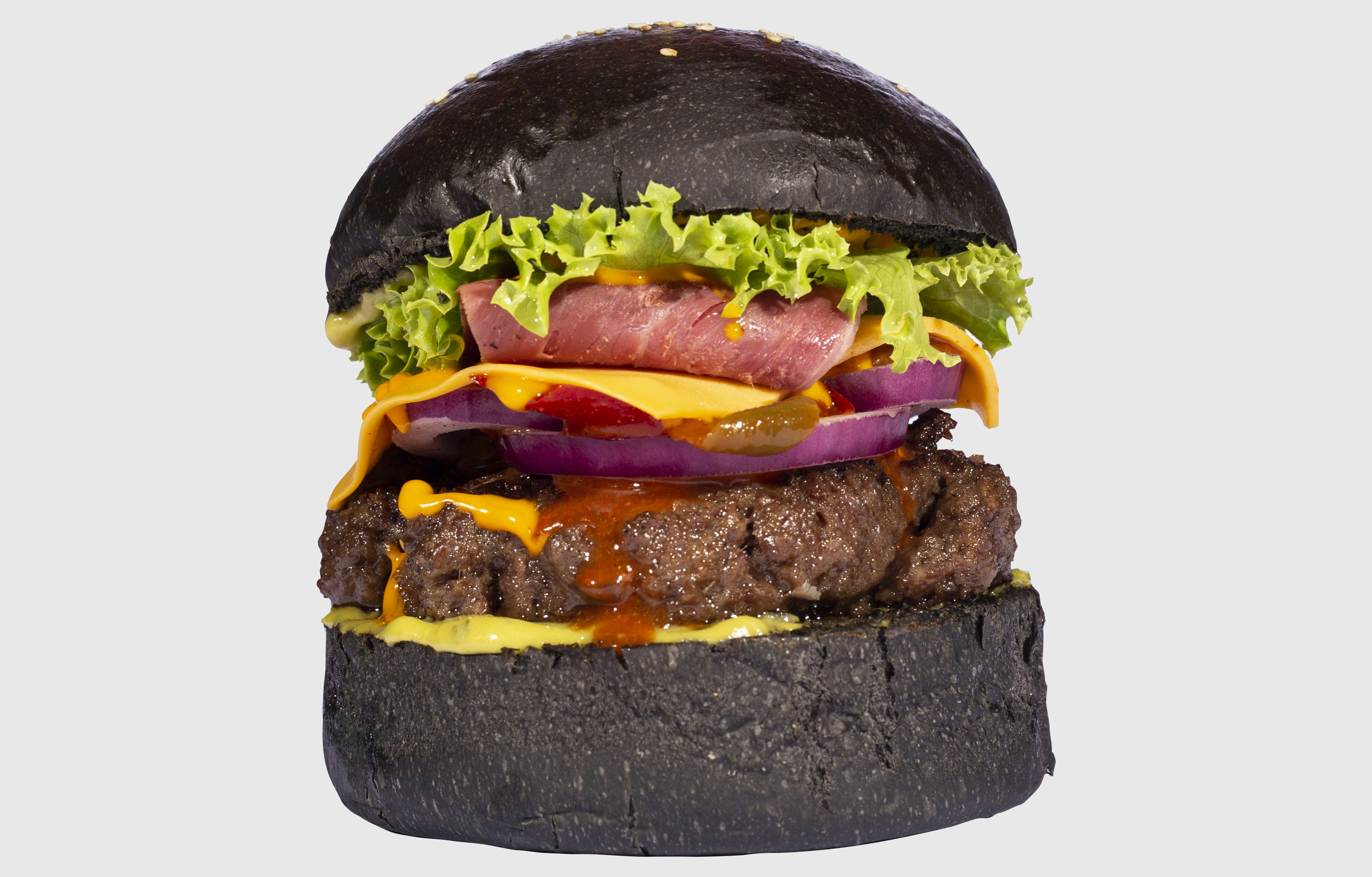 Black bread burger high resolution high pleasure.