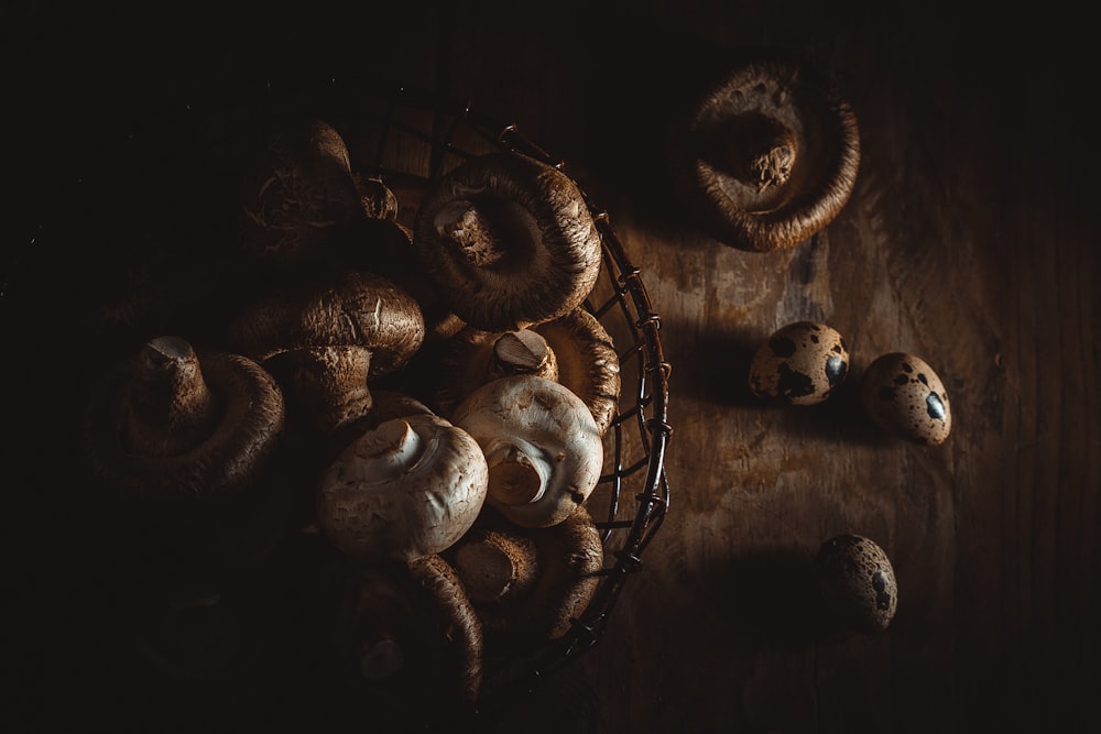 brown and white round decor