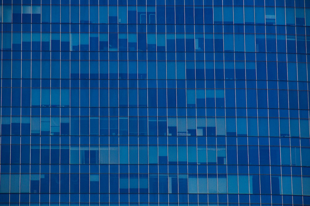 Ventanas de vidrio azul y blanco