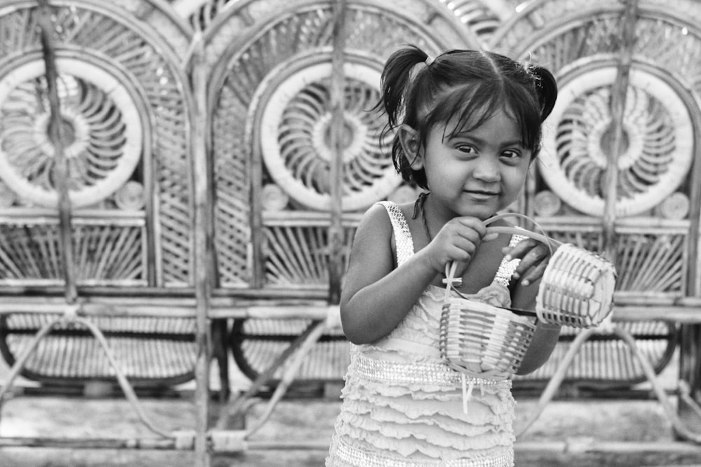 grayscale photo of girl in tank dress