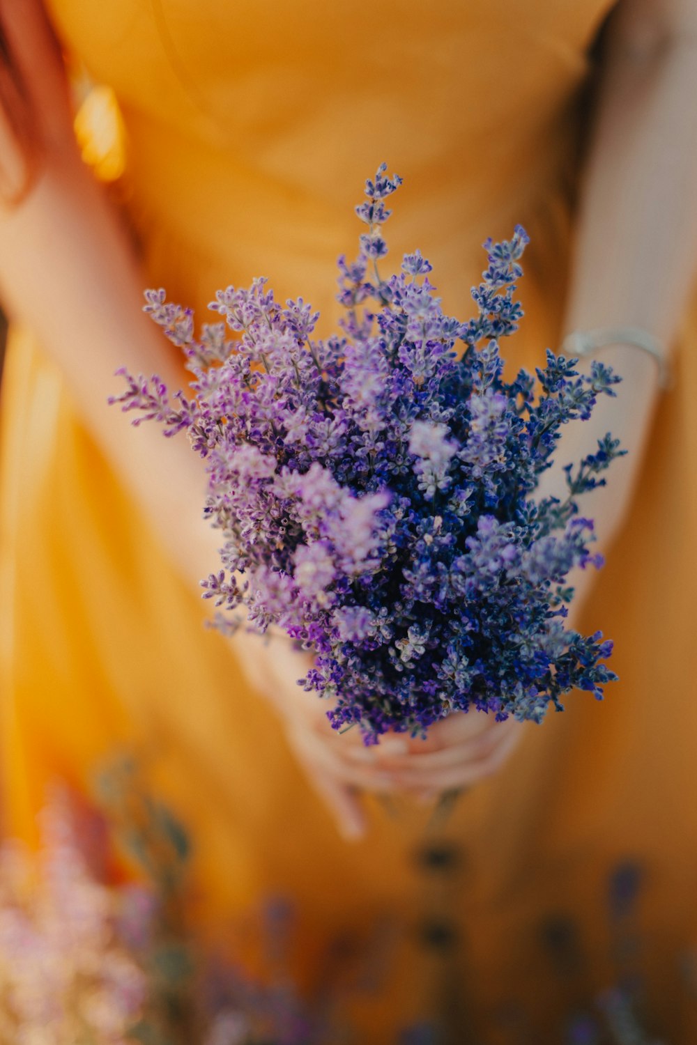 purple flower on yellow textile