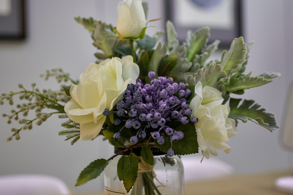 yellow and purple flower bouquet