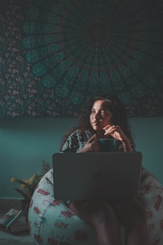 A student learning online in a comfortable environment.