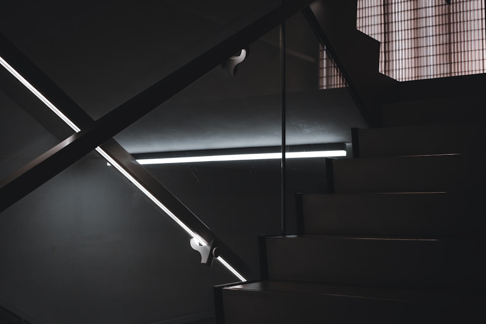 black staircase with stainless steel railings