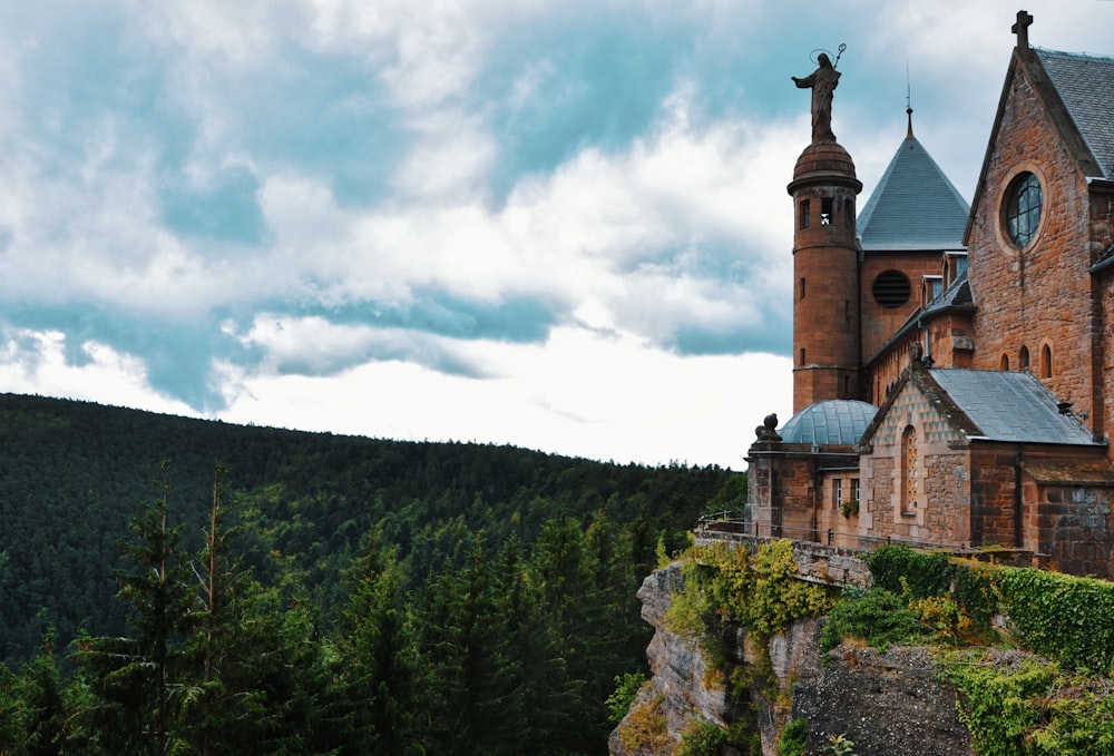 brown concrete church on top of mountain