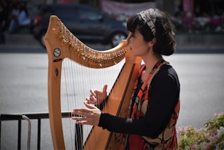 woman in black long sleeve shirt playing musical instrument