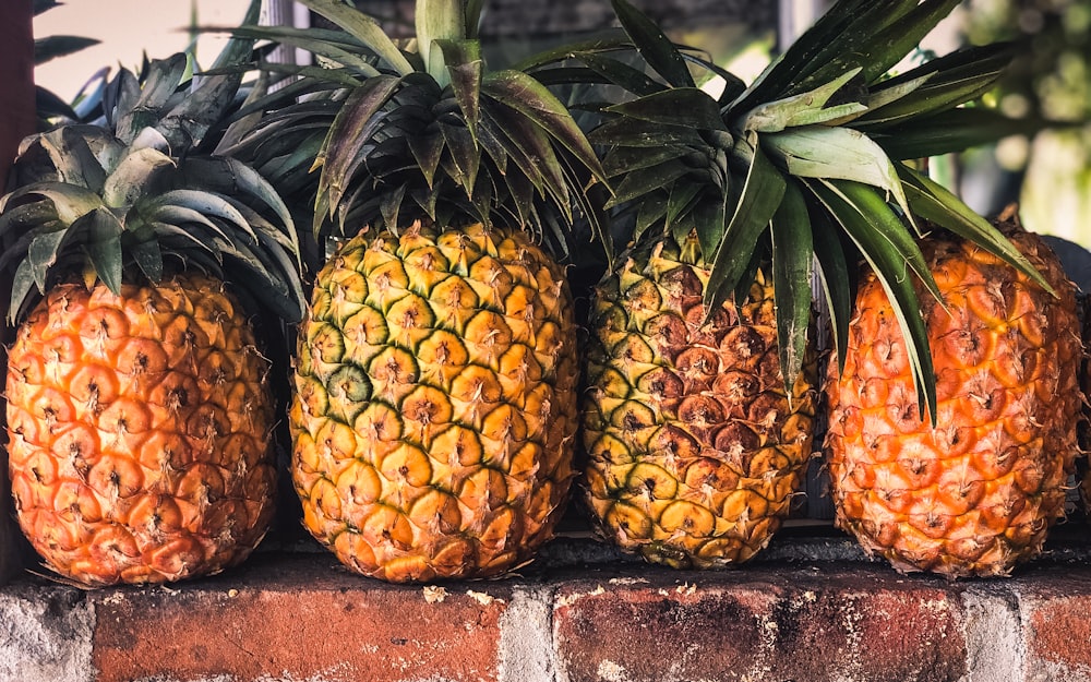 yellow and green pineapple fruits