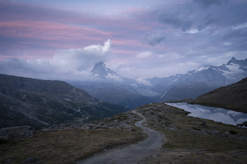 A quiet morning with the Matterhorn reflected in a calm mountain lake above Zermatt