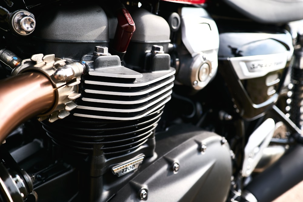 black and silver engine bay