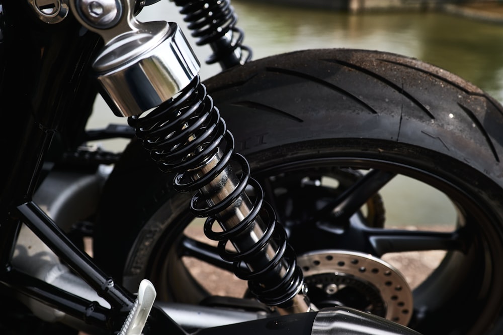 black motorcycle wheel with tire