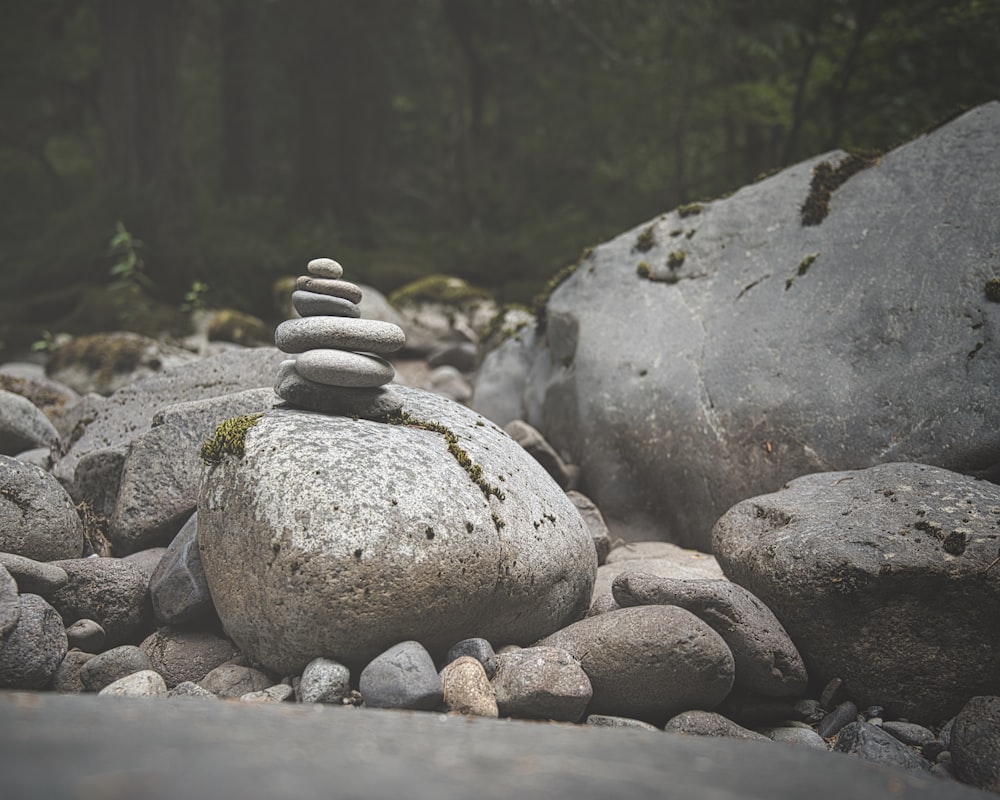 gray and black stone stack